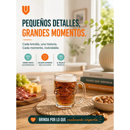 6 Vasos Chopero Calavera Vidrio Premium Whisky Bar Fiesta Tr Transparente