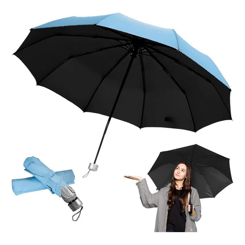 Parasol Retractil Sombrilla Plegable Paragua Lluvia 8 Varill
