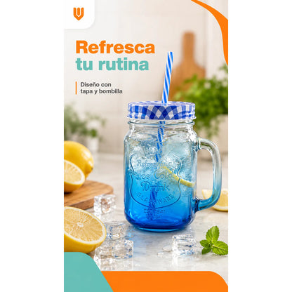 Vaso Bombilla Tapa Vidrio 400ml Reutilizable Multicolor Vaso Translúcido 400 Ml Vidrio Mango Tapa Bombilla Multicolor Bebidas Frías Jugos Cócteles Batido Reutilizable 400ml