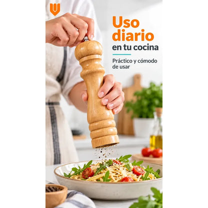 Molinillo Sal Especieros Condimentos Dispensador Pimentero 2 Marron Claro Natural Tono Bambu Beige Madera Clara Veta Visible Acabado Natural Cocina Mesa Hogar Vitrineon Cl Diario