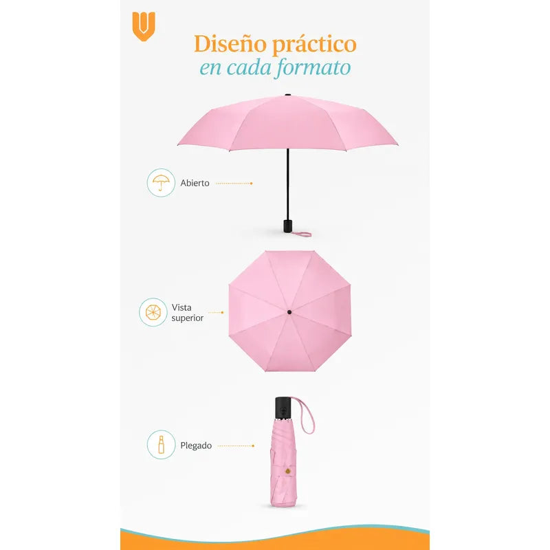 Paragua Parasol Lluvia Retractil Plegable 8 Varill Sombrilla