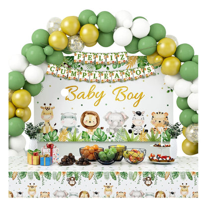 2 Banderín Guirnalda Safari Feliz Cumpleaños Banderín Safari Verde Musgo Safari