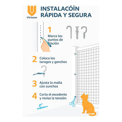 Malla Resistente Balcón Mascotas Nailon Transparente 4x3 Mts 3 Unidades Blanco