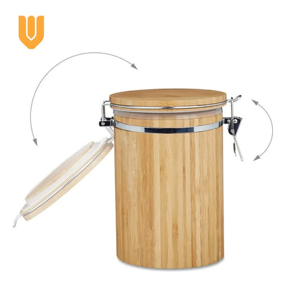 Tarro Natural Conservacion Frescura Ingredientes Cocina Bambu Natural Organico Ecologico Madera Claro Calido Rustico Cocina Despensa Minimalista Sostenible Premium