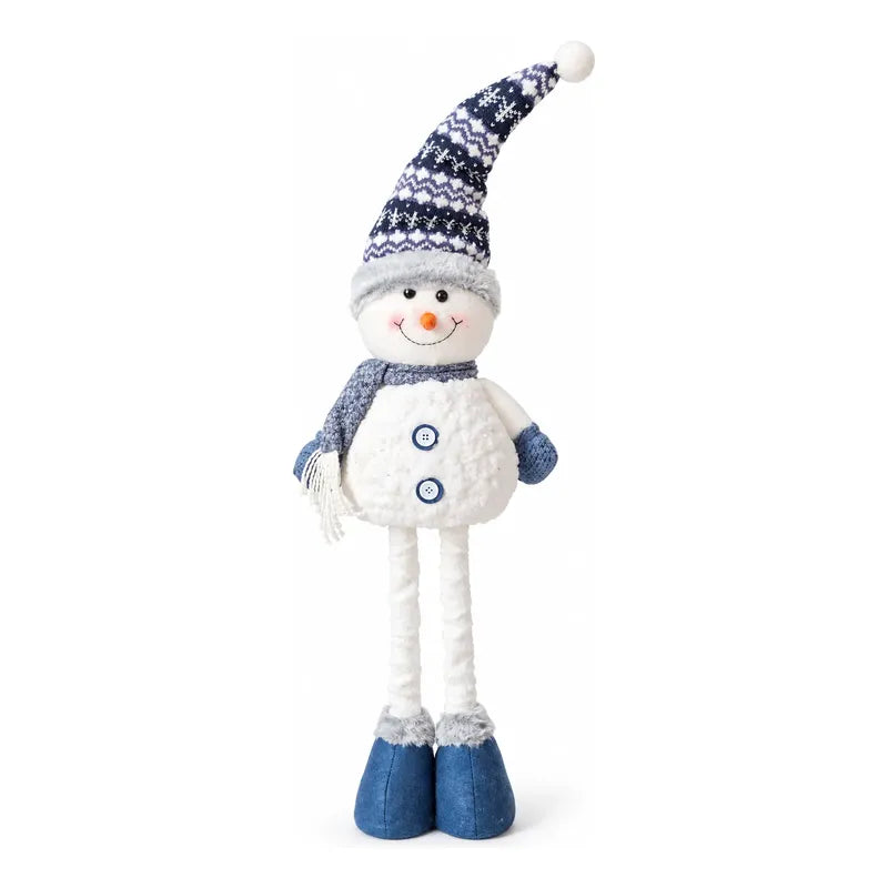 Muñeco Nieve Navideño 86cm Retraible Decorativo Figura Blanco Muñeco Adorno Navideño Muñeco Papá Noel Viejito Pascuero Santa Claus Gorro Barba Blanca Figura Verdes Cascabel 86cm Retraible
