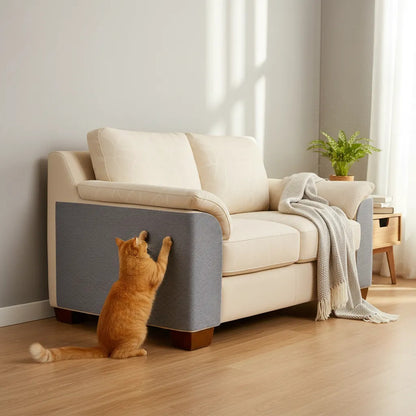 2 Protectores Sillón Gato Tapete Rascador Antiarañazo Mueble Gris Protector Sillon Gato Tapete Rascador Adhesivo Antideslizante Poliester Antiaranazos Mueble Sofa 100 X 30 Cm Premium
