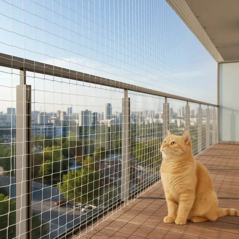 Malla Resistente Balcón Mascotas Nailon Transparente 4x3 Mts Blanco