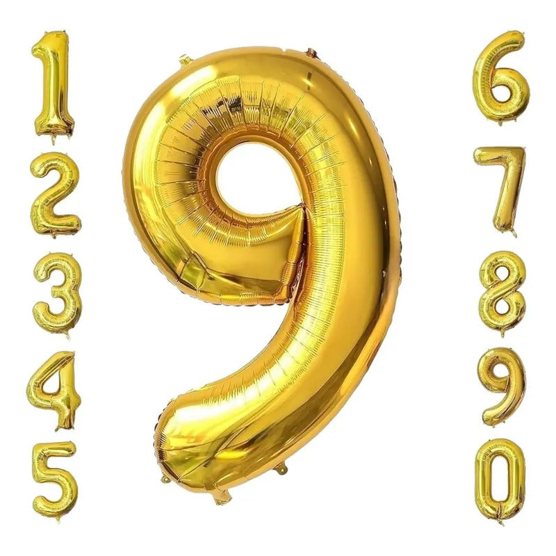 Numeros Cumpleaños Globos Para Cumpleaños Globos Metalicos 9 Dorado