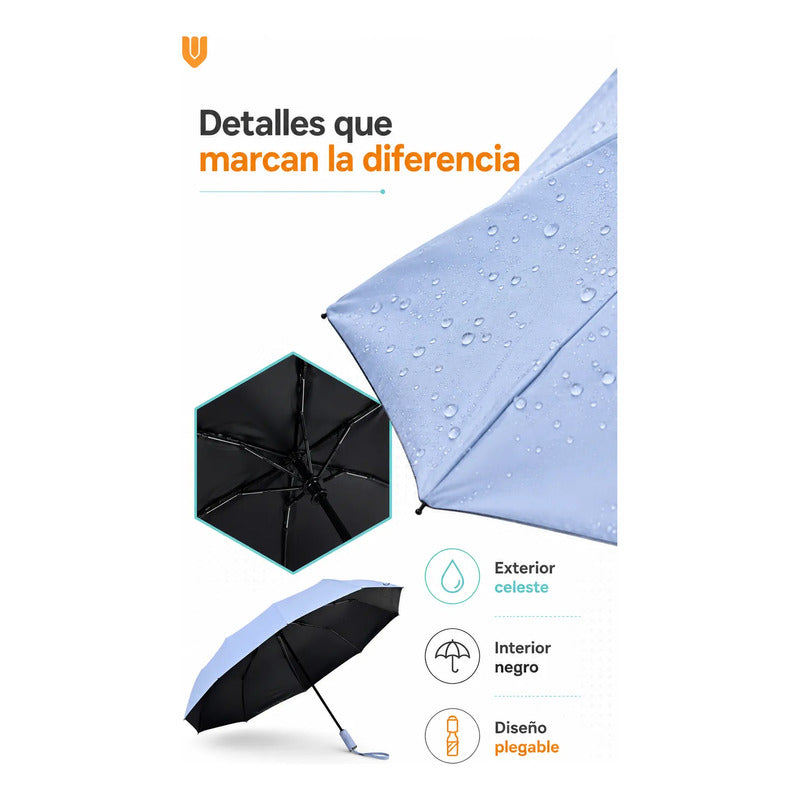 Sombrilla Plegable Retractil Lluvia Imprevista Estilo Confor