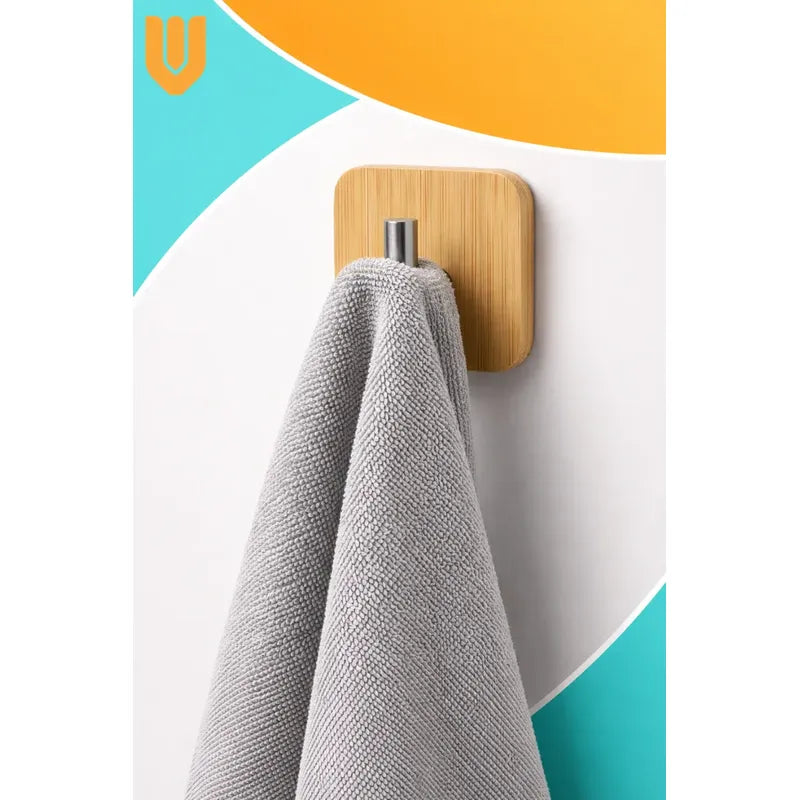 Colgador Perchero Pared Bambu Acero Inoxidable Adhesivo Bambú