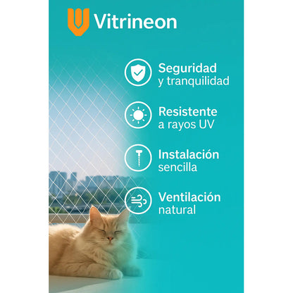 Malla Balcón Mascotas 8x3 M Nailon Transparente Alta Resiste 4 Unidades Blanco