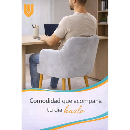 Silla Dormitorio Maquillaje Comoda Acolchada Uso Diario Pro Asiento Gris Claro Felpa Terciopelo Textura Suave Elegante Moderno Estilo Nordico Decoracion Living Premium Tela Terciopelo Felpa...