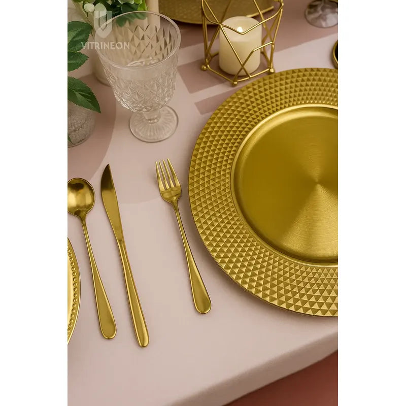 Plato Base Dorado Vajilla Navidad Juego De Plato Dorado 33cm