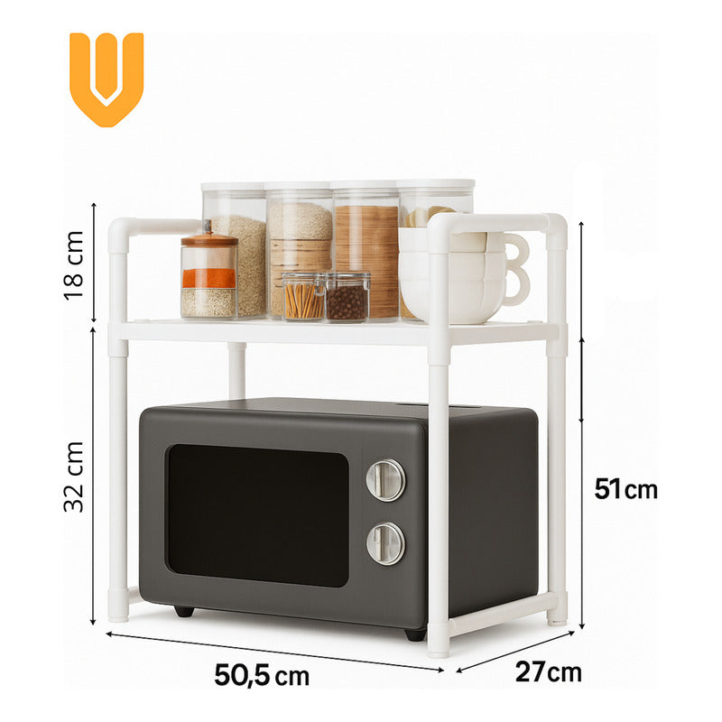Estante Organizador Para Microonda Soporte Repisa Con Gancho