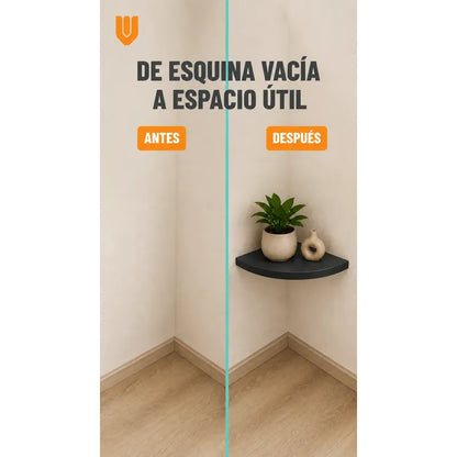 Repisas Flotante Negro Acabado Madera Pared 25cm Esquinera Repisa Esquinera Flotante Acabado Madera Cuarto Círculo Borde Curvo Fijación Oculta Mural Decorativa 25cm