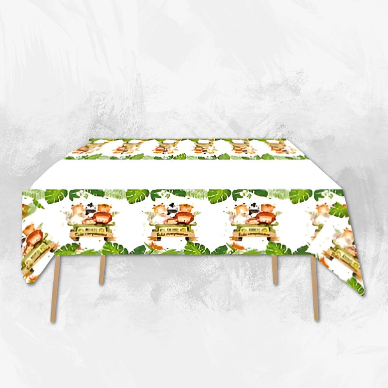 2 Mantel Decoracion De Fiestas Safari Cumpleaños Feliz Fiest Verde Musgo Safari