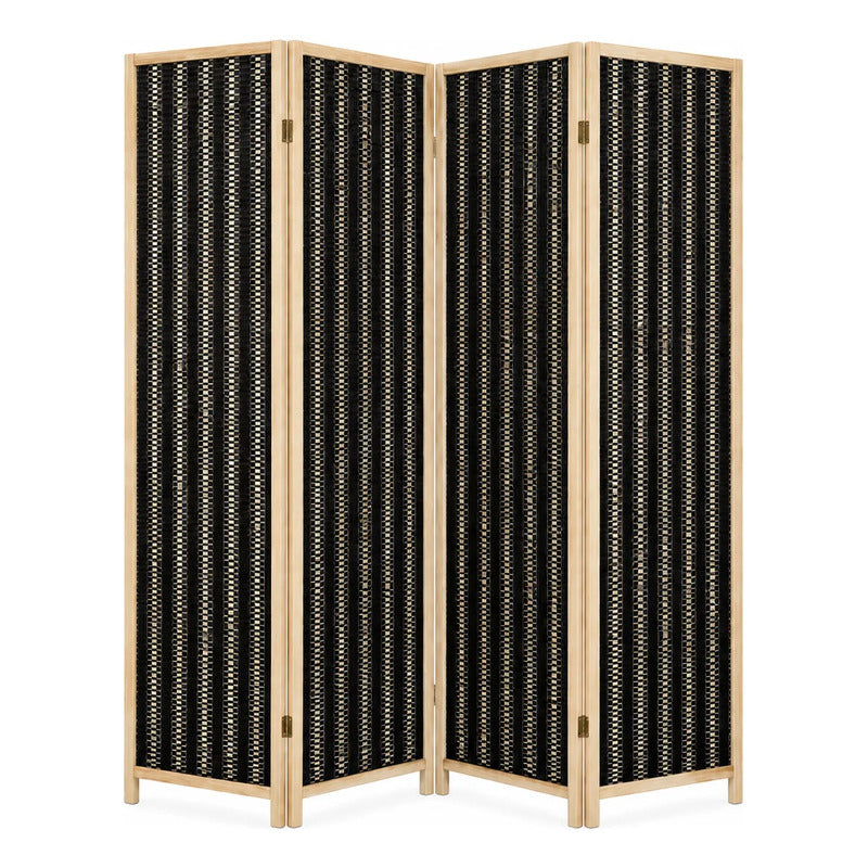 Biombo Separador Ambiente Madera Ratan 4 Paneles 180cm Biombo Ratán Negro Beige 4 Paneles Biombo Ratan Plegable 4 Paneles 180... 180cm