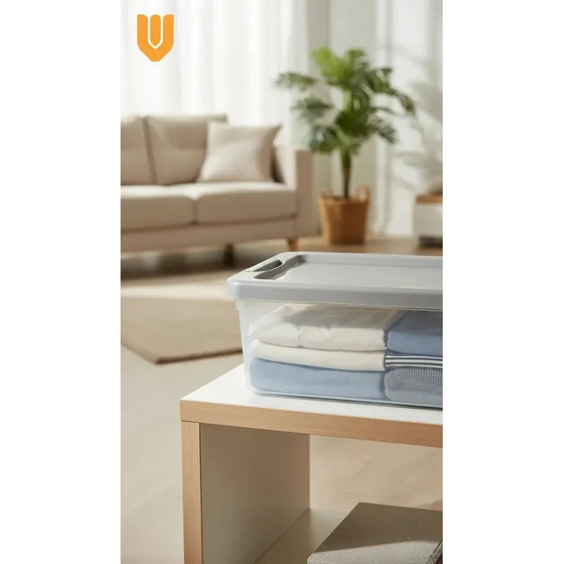 Caja Organizadora Transparente Apilable Vitrineon Cl 10litr Transparente Tapa Gris Organizadora