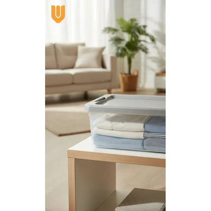 Caja Organizadora Transparente Apilable Vitrineon Cl 10litr Transparente Tapa Gris Organizadora