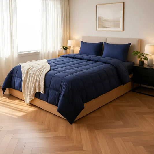 Plumon Nordico Invierno 2 Plazas Caliente Suave 230*250 Azul Marino Moderno Limpio Elegante Decorativo Dormitorio Estilo Minimalista Neutro Luminoso Armonico Interior Estilo Nordico Moderno...