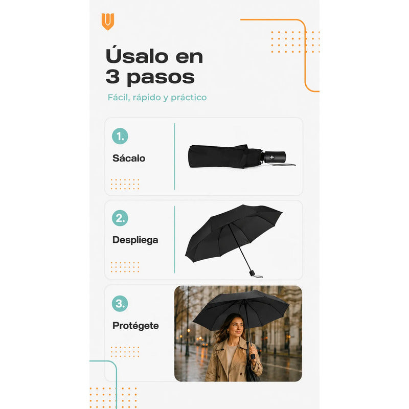 Paragua Parasol Lluvia Retractil Plegable 8 Varill Sombrilla