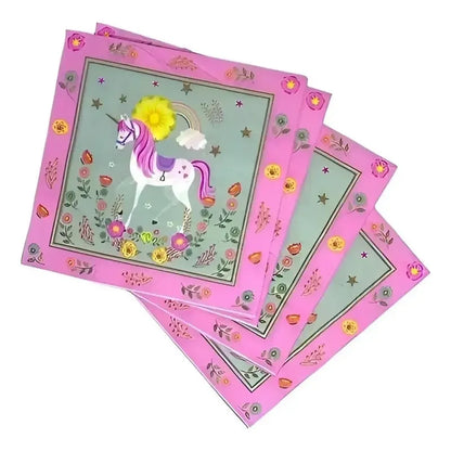 X20 Servilletas Cumpleaños Feliz Cumpleaños Unicornio Rosado Rosa