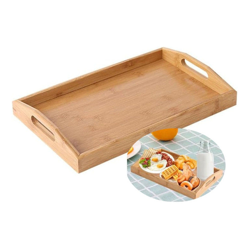 Bandejas De Bambu Bandejas Madera Desayuno Bandeja  45x33cm