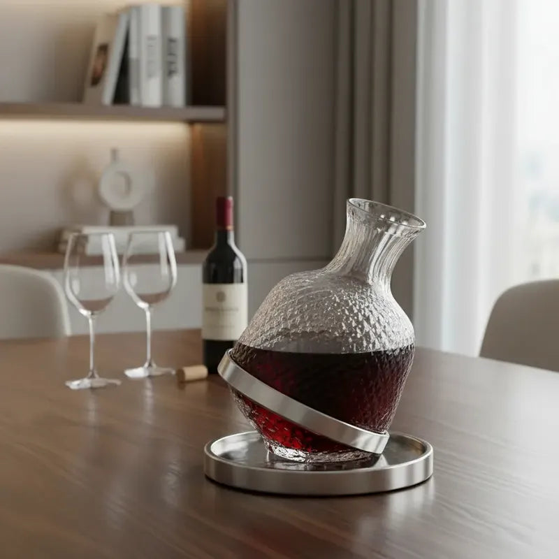 Decantador Vidrio Aireador Vinos Oxigenador Giratorio 1500ml Decantador Aireador Vino Giratorio 1500ml Vidrio Base Estable Cata Oxigenacion Tintos Elegante Mesa