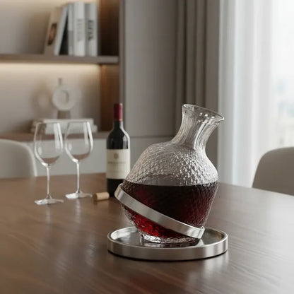 Decantador Vidrio Aireador Vinos Oxigenador Giratorio 1500ml Decantador Aireador Vino Giratorio 1500ml Vidrio Base Estable Cata Oxigenacion Tintos Elegante Mesa