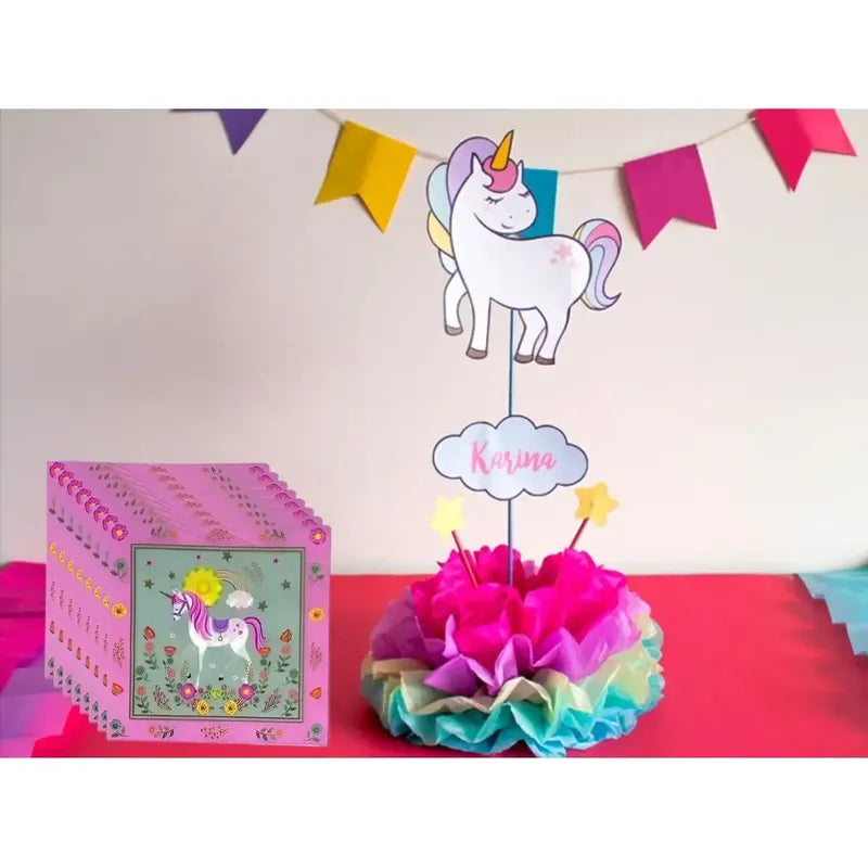 X20 Servilletas Cumpleaños Feliz Cumpleaños Unicornio Rosado Rosa