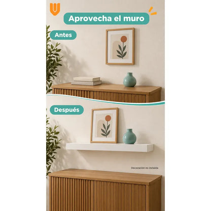 Repisa Flotante Rectangular 60cm Mdf Blanca Estante Pared Blanco Repisa Flotante Blanca Mdf Estante Mural Soporte Oculto Decoración Organización Hogar Dormitorio Living Oficina 60cm