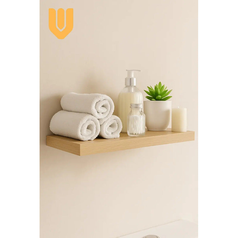 3 Repisa Flotante Dormitorio Baño Estantes Pared Mdf 40x15cm Beige