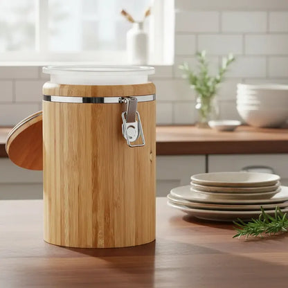 Frasco Contenedor Alimentos Recipiente Hermetico Bambu 15 Cm Bambú