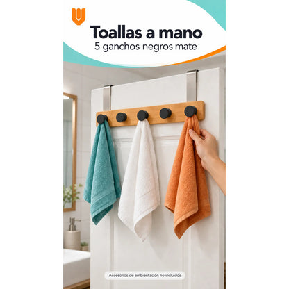 Perchero Ropa Madera 40cm Negro 5 Ganchos Vitrineon Cl Negro Perchero Puerta Bambú Blanco Cinco Ganchos Colgador Ropa Toallas Bolsos Organizador Horizontal Dormitorio Entrada Hogar 40cm