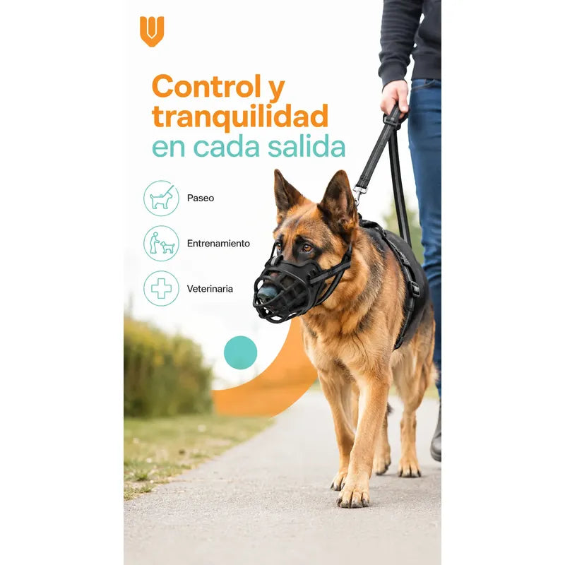 Bozal Perro Xl Vitrineon Cl Caucho Ajustable Antiescape