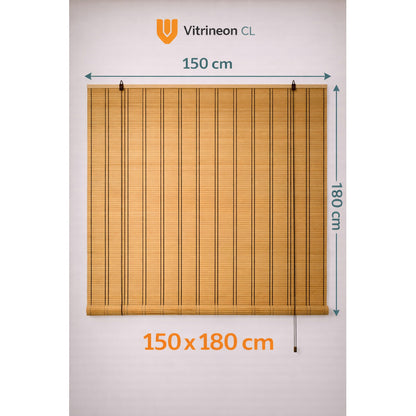Cortina Roller Persiana Enrollable 150x180cm Bambú Vitrineon
