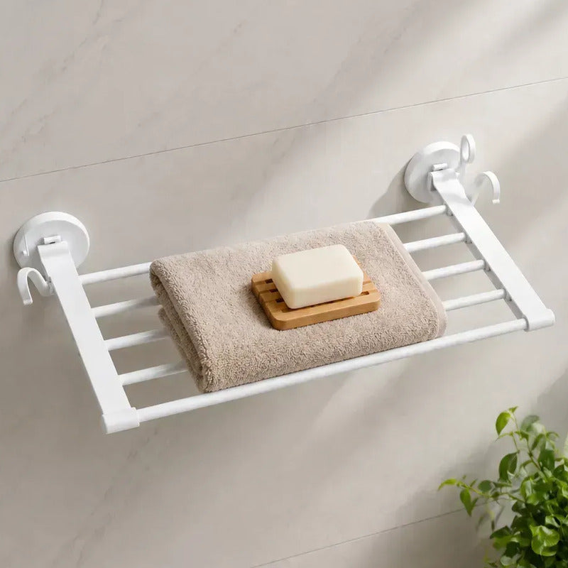 Toallero Soporte Organizador Baño Aluminio Estante Toallas Blanco