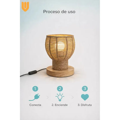 Lampara Mesa Bambu Led E27 Iluminacion Ambiental Luz Calida Noche Mesa Bambu Iluminacion Ambiental Led E27 Estilo Clasico Natural Luz Calida Dormitorio Color Marron Claro Lampara Mesa Bambu...
