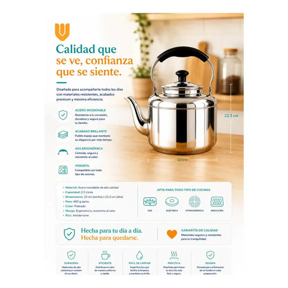 Tetera Cuello Cisne Invierno Café Gourmet Acero Metal Plateado Metalico Brillante Elegante Estilo Gourmet Moderno Cocina Barista Premium Acabado Acero Inoxidable