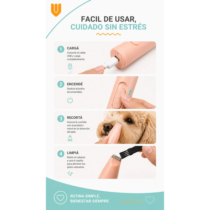 Máquina Afeitadora Mascotas Patas Huellas Limpias Cortapelo