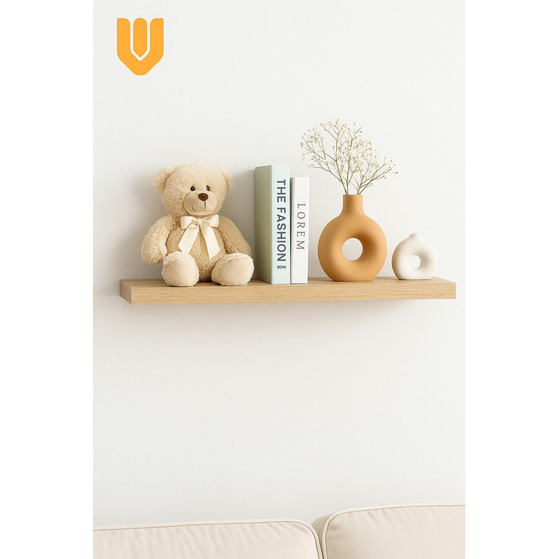 3 Repisa Flotante Dormitorio Baño Estantes Pared Mdf 40x15cm Beige