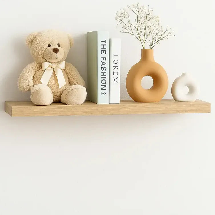 3 Repisa Flotante Dormitorio Baño Estantes Pared Mdf 40x15cm Beige