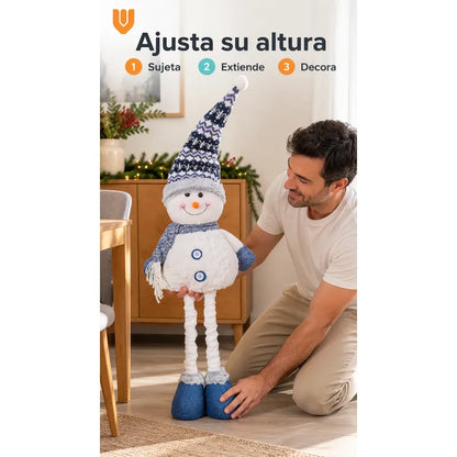 Muñeco Nieve Navideño 86cm Retraible Decorativo Figura Blanco Muñeco Adorno Navideño Muñeco Papá Noel Viejito Pascuero Santa Claus Gorro Barba Blanca Figura Verdes Cascabel 86cm Retraible