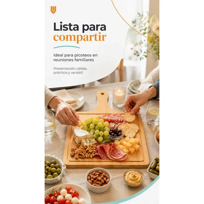 3 Tabla Pizza Tabla Picoteo Madera Bambu Tabla Pica 27x30cm Tabla Cuadrada Tabla Bambu Pizza Picoteo Madera Rectangular 27x30cm Espesor 8mm Mango Quesos Aperitivos Cocina 27x30
