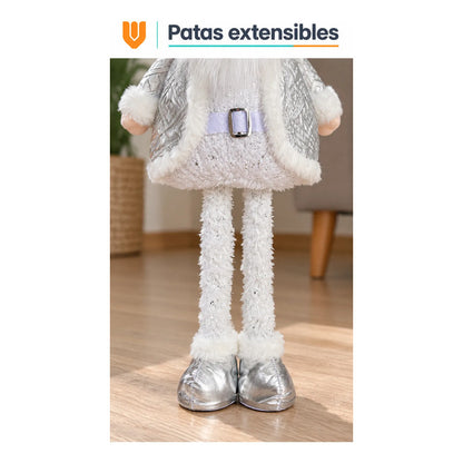 Muñeco Pascuero Navideño 60cm Retraible Decorativo Figura Blanco Muñeco Adorno Navideño Muñeco Papá Noel Viejito Pascuero Santa Claus Gorro Barba Blanca Figura Verdes Cascabel 60cm Retraible