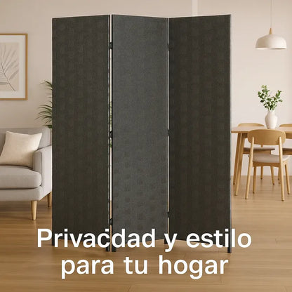 Vitrineon Biombo Separador Ratán Oficina 4 Paneles 180cm