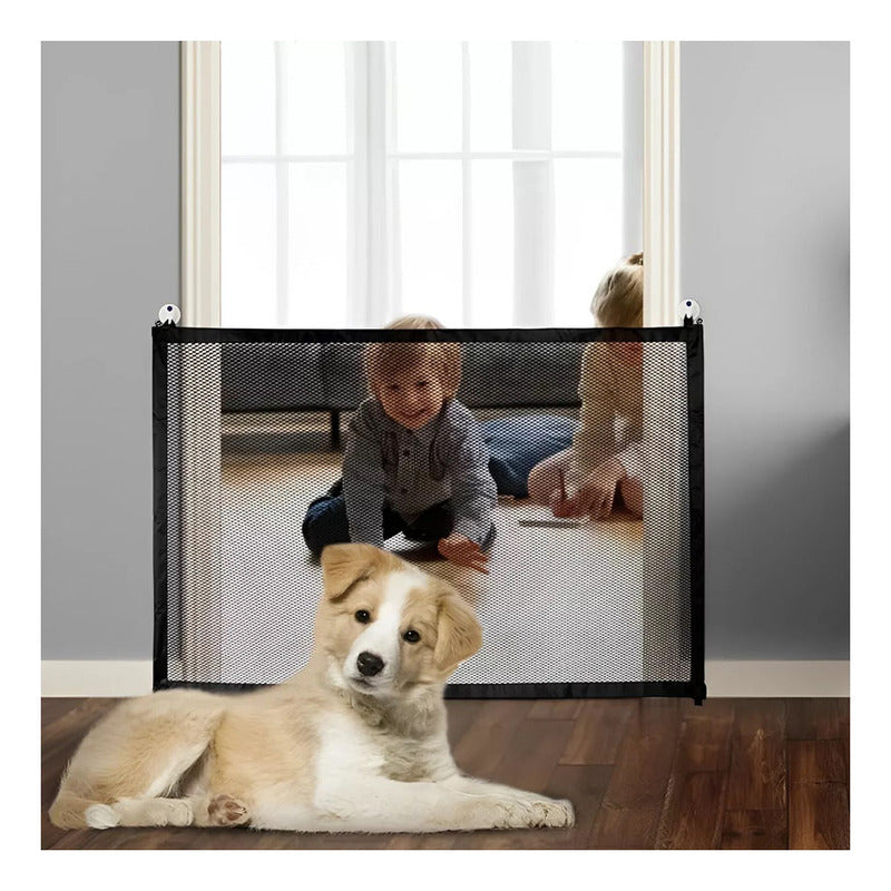 Pack X2 Puerta De Seguridad Plegable Magica Malla Mascotas  Negro - 619