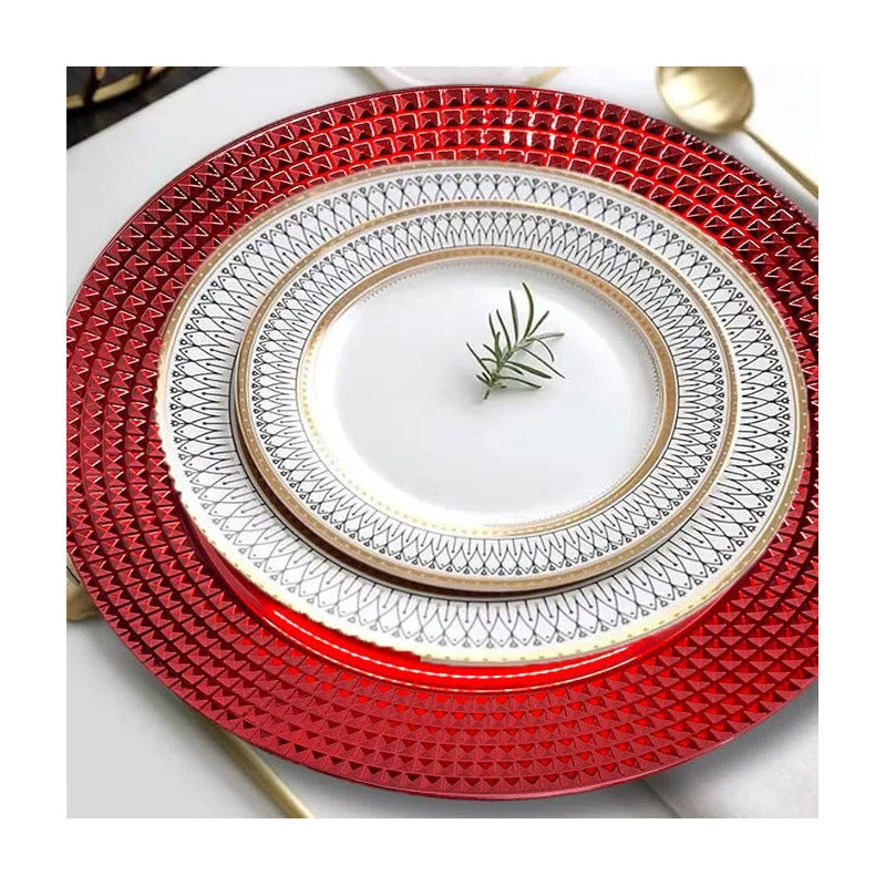 4 Plato Base Navideños Vajilla Navidad Juego De Platos 33cm