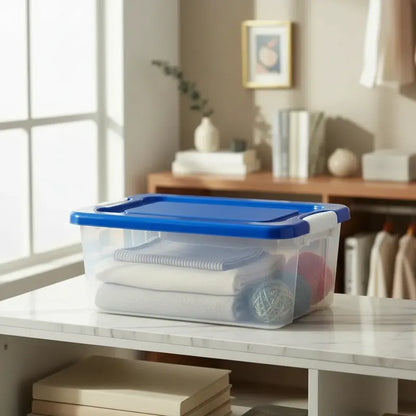 Caja Plastica Rigida Apilable Resistente Contenedor Seguro T Transparente Lisa