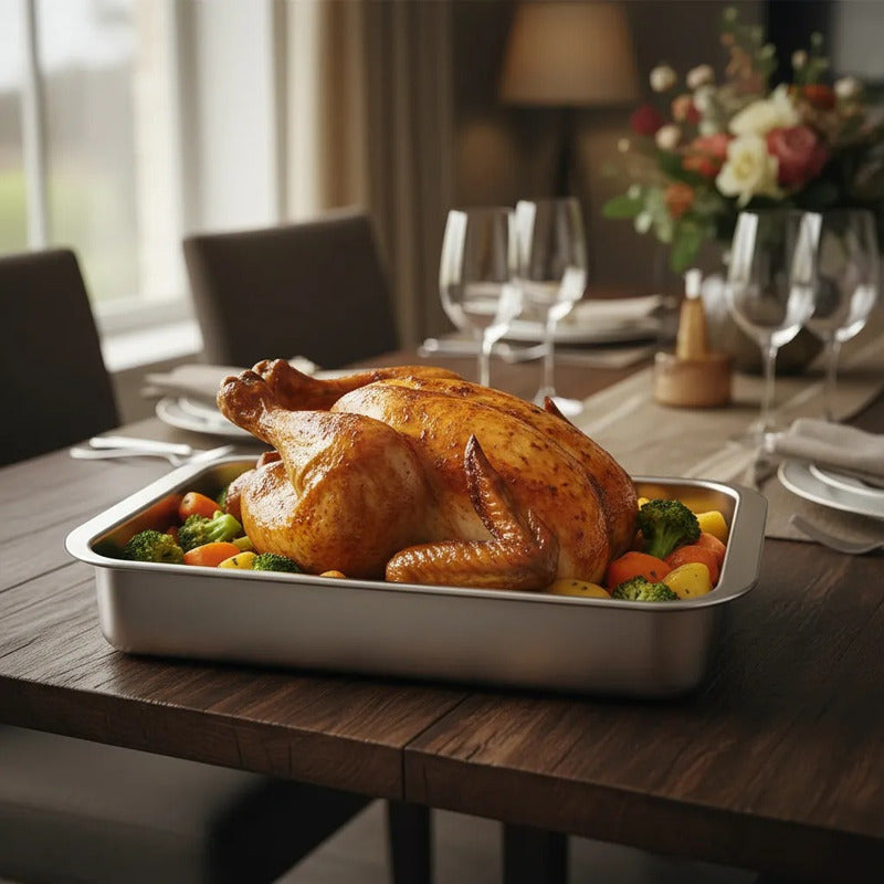 Bandeja Para Horno Bandeja Acero Inoxidable Multiuso 35x26 Gris